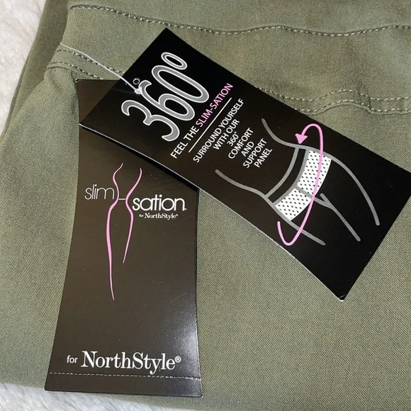 NWT NorthStyle pants Green Chinos Modern Flat Front Design.  Size 18W. - Picture 3 of 7